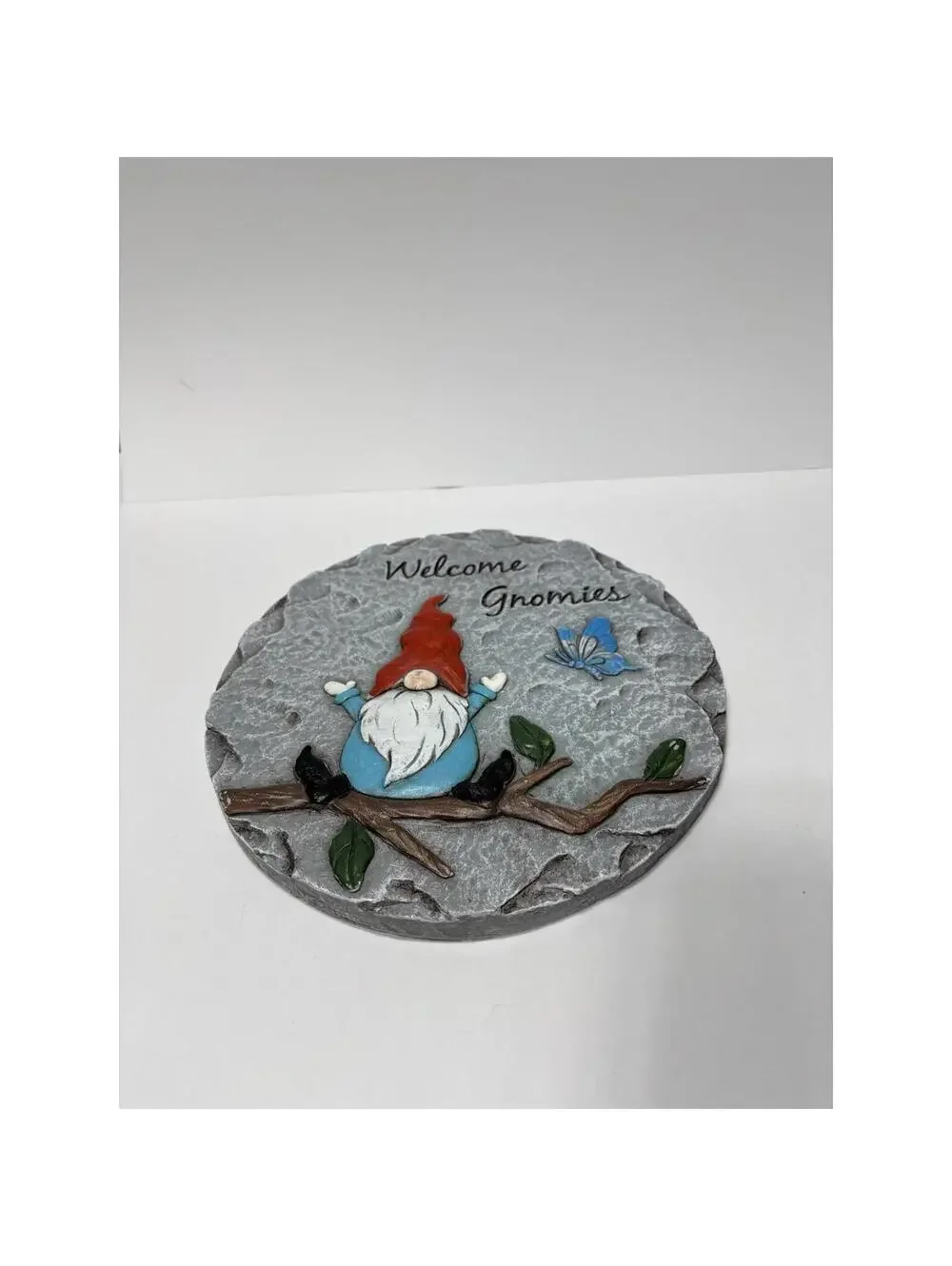 WELCOME GNOMIES Garden Step Stone Lawn Pathway Decor Cute Gnome Yard Accent